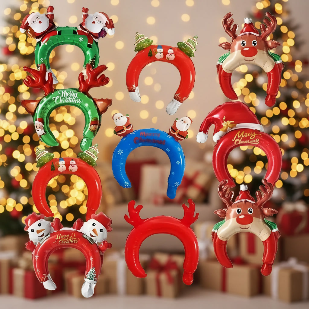 Custom headband balloons in various cute cartoon animal shapes for children's birthday kids party balloons wholesale.