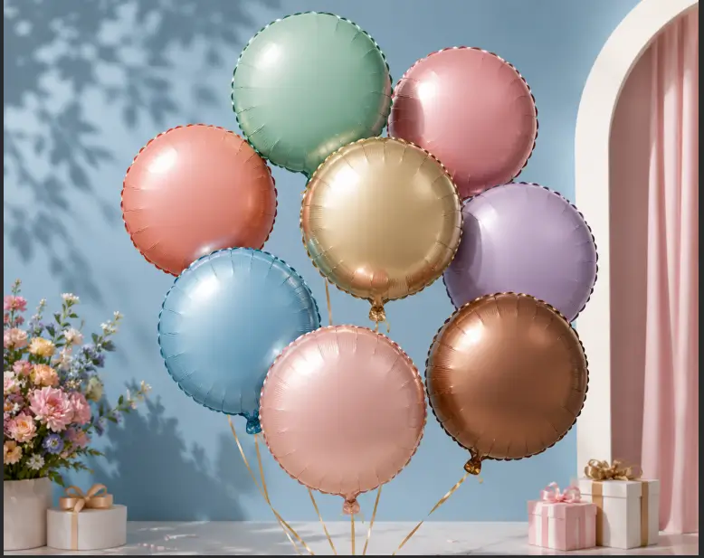 matte champagne gold foil balloon color options and material texture